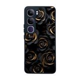 BG AKSESUAR Vivo V40 Lite Uyumlu Kılıf, Mat Siyah, Yumuşak Silikon, Çiçek Deseni, Koruyucu, Şok Emici