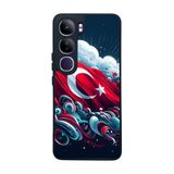 BG AKSESUAR Vivo V40 Lite Uyumlu Mat Siyah Kılıf, Türk Bayrağı Baskılı, Yumuşak Silikon, Şok Emici