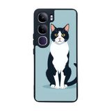 BG AKSESUAR Vivo V40 Lite Uyumlu Mat Siyah Kılıf, Yumuşak Silikon, Koruyucu, Şok Emici, Kedi Desenli