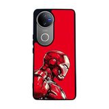 BG AKSESUAR Vivo V50 5G ile Uyumlu Iron Man Baskılı Kılıf, Mat Siyah, Yumuşak Silikon, Koruyucu, Şok Emici
