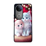 BG AKSESUAR Vivo V50 5G ile Uyumlu Kedi Figürü Baskılı, Mat Siyah, Yumuşak Silikon, Şok Emici Koruyucu Kılıf