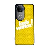 BG AKSESUAR Vivo V50 5G ile Uyumlu Kılıf, LouisVuitton Deseni, Mat Siyah, Yumuşak Silikon, Koruyucu, Şok Emici