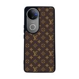 BG AKSESUAR Vivo V50 5G ile Uyumlu Kılıf, LouisVuitton Desenli, Mat Siyah, Yumuşak Silikon, Koruyucu, Şok Emici