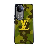 BG AKSESUAR Vivo V50 5G ile Uyumlu Kılıf, LouisVuitton Tasarım, Mat Siyah, Silikon, Koruyucu