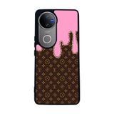 BG AKSESUAR Vivo V50 5G ile Uyumlu Kılıf, LouisVuitton Tasarım, Mat Siyah, Yumuşak Silikon, Şok Emici