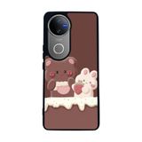 BG AKSESUAR Vivo V50 5G ile Uyumlu Oyuncak Ayıcık Tasarımlı, Mat Siyah, Yumuşak Silikon, Şok Emici Koruyucu Kılıf