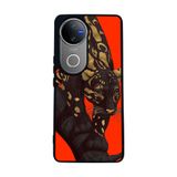 BG AKSESUAR Vivo V50 5G ile Uyumlu Pastel Leopar Desenli Mat Siyah Kılıf, Yumuşak Silikon, Şok Emici Koruyucu Kapak