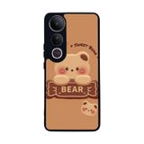 BG AKSESUAR Vivo V50 Lite ile Uyumlu Baskılı, Mat Siyah, Yumuşak Silikon, Koruyucu, Şok Emici Kapak, Kılıf, Oyuncak Ayıcık Tasarımı
