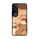 BG AKSESUAR Vivo V50 Lite ile Uyumlu Baskılı, Mat Siyah, Yumuşak Silikon, Koruyucu, Şok Emici Kapak, Oyuncak Ayıcık Tasarımı