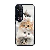 BG AKSESUAR Vivo V50 Lite ile Uyumlu Kedi Figürü Baskılı, Mat Siyah, Yumuşak Silikon, Şok Emici Koruyucu Kılıf