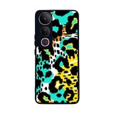 BG AKSESUAR Vivo V50 Lite ile Uyumlu Kılıf, Pastel Leopar Desenli, Yumuşak Silikon, Şok Emici Koruyucu Kapak, Siyah