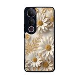 BG AKSESUAR Vivo V50 Lite ile Uyumlu Kılıf, Yumuşak Silikon, Çiçek Deseni, Siyah