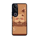 BG AKSESUAR Vivo V50 Lite Uyumlu Baskılı, Yumuşak Silikon, Şok Emici Kapak Kılıf, Oyuncak Ayıcık Tasarımı, Mat Siyah