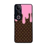 BG AKSESUAR Vivo V50 Lite Uyumlu Kılıf, LouisVuitton Deseni, Yumuşak Silikon, Şok Emici, Siyah