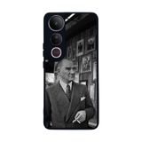 BG AKSESUAR Vivo V50 Lite Uyumlu Kılıf, Mustafa Kemal Atatürk Baskılı, Yumuşak Silikon, Koruyucu, Şok Emici, Siyah