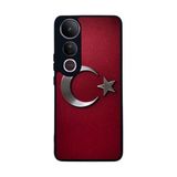 BG AKSESUAR Vivo V50 Lite Uyumlu Kılıf, Türk Bayrağı Baskılı, Yumuşak Silikon, Koruyucu, Şok Emici, Siyah