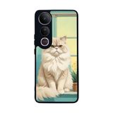BG AKSESUAR Vivo V50 Lite Uyumlu Kılıf, Yumuşak Silikon, Koruyucu, Şok Emici Kapak, Kedi Desenli, Siyah