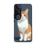 BG AKSESUAR Vivo V50 Lite Uyumlu Kılıf, Yumuşak Silikon, Koruyucu, Şok Emici, Kedi Baskılı, Siyah