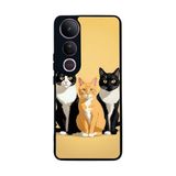 BG AKSESUAR Vivo V50 Lite Uyumlu Kılıf, Yumuşak Silikon, Koruyucu, Şok Emici, Kedi Desenli, Sarı