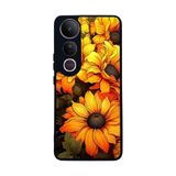BG AKSESUAR Vivo V50 Lite Uyumlu Kılıf, Yumuşak Silikon, Koruyucu, Şok Emici, Siyah, Çiçek Deseni