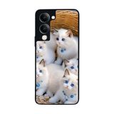 BG AKSESUAR Vivo Y19 5G ile Uyumlu Kedi Figürü Baskılı, Mat Siyah, Yumuşak Silikon, Şok Emici Koruyucu Kılıf