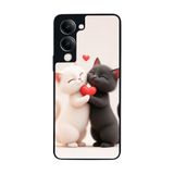 BG AKSESUAR Vivo Y19 5G ile Uyumlu Kedi Figürü Temalı, Mat Siyah, Yumuşak Silikon, Koruyucu, Şok Emici Kapak Kılıf