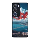 BG AKSESUAR Vivo Y19s ile Uyumlu Siyah Kılıf, Türk Bayrağı Baskılı, Yumuşak Silikon, Şok Emici