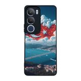 BG AKSESUAR Vivo Y19s ile Uyumlu Siyah Kılıf, Türk Bayrağı Baskılı, Yumuşak Silikon, Şok Emici
