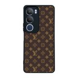 BG AKSESUAR Vivo Y19s Uyumlu Kılıf, LouisVuitton Deseni, Siyah, Silikon, Şok Emici