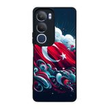 BG AKSESUAR Vivo Y19s Uyumlu Kılıf, Türk Bayrağı Baskılı, Siyah, Yumuşak Silikon, Koruyucu, Şok Emici