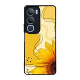 BG AKSESUAR Vivo Y19s Uyumlu Kılıf, Yumuşak Silikon, Koruyucu, Şok Emici, Sarı Çiçek Desenli