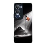BG AKSESUAR Vivo Y19s Uyumlu Siyah Kılıf, Yumuşak Silikon, Koruyucu, Şok Emici, Türk Bayrağı Tasarım