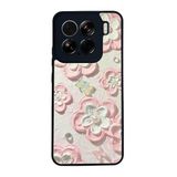 BG AKSESUAR Xiaomi Mi 15 ile Uyumlu Siyah Silikon Kılıf, Çiziklere ve Darbelere Karşı Koruma, Çiçek Desen