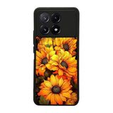 BG AKSESUAR Xiaomi Poco X6 Pro ile Uyumlu Kılıf, Siyah, Çiçek Deseni, Silikon