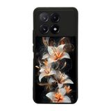 BG AKSESUAR Xiaomi Poco X6 Pro ile Uyumlu Kılıf, Siyah, Çiçek Deseni, Yumuşak Silikon, Şok Emici