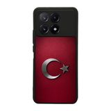 BG AKSESUAR Xiaomi Poco X6 Pro ile Uyumlu Türk Bayrağı Baskılı Siyah Kılıf, Yumuşak Silikon, Koruyucu, Şok Emici
