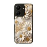 BG AKSESUAR Xiaomi Redmi 13C Uyumlu Kılıf, Mat Siyah, Çiçek Deseni, Silikon, Şok Emici