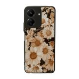 BG AKSESUAR Xiaomi Redmi 13C Uyumlu Kılıf, Mat Siyah, Çiçek Deseni, Silikon