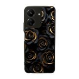 BG AKSESUAR Xiaomi Redmi 13C Uyumlu Kılıf, Mat Siyah, Yumuşak Silikon, Koruyucu, Şok Emici, Çiçek Deseni