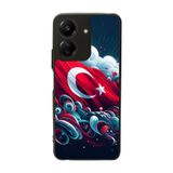 BG AKSESUAR Xiaomi Redmi 13C Uyumlu Mat Siyah Kılıf, Türk Bayrağı Baskılı, Yumuşak Silikon, Koruyucu, Şok Emici