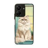 BG AKSESUAR Xiaomi Redmi 13C Uyumlu Mat Siyah Kılıf, Yumuşak Silikon, Koruyucu, Şok Emici, Kedi Tasarımı