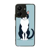 BG AKSESUAR Xiaomi Redmi 13C Uyumlu Mat Siyah Silikon Kılıf, Koruyucu, Şok Emici, Kedi Desenli