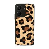 BG AKSESUAR Xiaomi Redmi 13C Uyumlu Pastel Leopar Desenli Mat Siyah Silikon Kılıf, Şok Emici Koruyucu Kapak