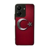 BG AKSESUAR Xiaomi Redmi 13C Uyumlu Türk Bayrağı Baskılı Mat Siyah Silikon Kılıf, Şok Emici Koruyucu Kapak