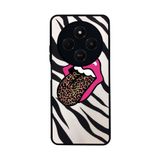 BG AKSESUAR Xiaomi Redmi 14C ile Uyumlu Pastel Leopar Desenli Siyah Silikon Kılıf, Şok Emici Koruyucu Kapak