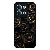 BG AKSESUAR Xiaomi Redmi 15C ile Uyumlu Kılıf, Siyah, Altın Çiçek Deseni, Yumuşak Silikon, Şok Emici