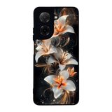 BG AKSESUAR Xiaomi Redmi A5 ile Uyumlu Siyah Kılıf, Çiçek Deseni, Yumuşak Silikon, Şok Emici