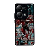 BG AKSESUAR Xiaomi Redmi Note 13 Pro 4G ile Uyumlu Iron Man Marvel Baskılı Mat Siyah Silikon Kılıf, Şok Emici Koruyucu Kapak