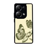 BG AKSESUAR Xiaomi Redmi Note 13 Pro 4G ile Uyumlu Kelebek Desenli Kılıf, Mat Siyah, Yumuşak Silikon, Koruyucu, Şok Emici