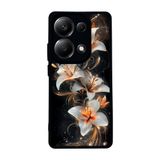 BG AKSESUAR Xiaomi Redmi Note 13 Pro 4G ile Uyumlu Kılıf, Mat Siyah, Yumuşak Silikon, Çiçek Desenli, Koruyucu, Şok Emici
